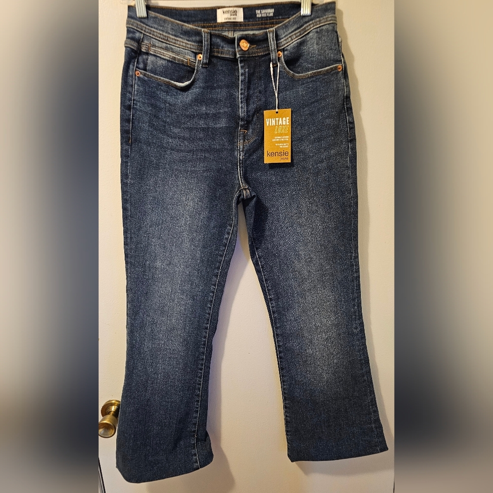 Kensie Jeans The Savannah High Rise Flare Cropped Denim‎ Women's Size 8/29 NWT